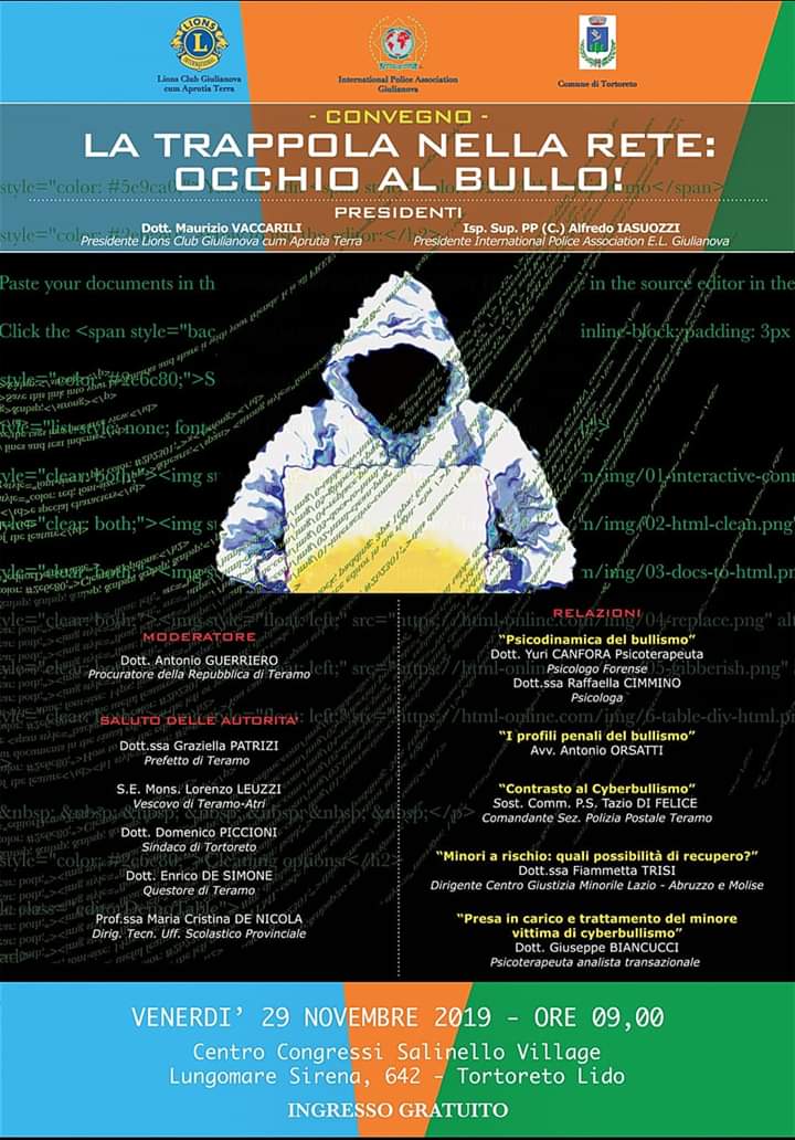 Convegno "La trappola nella rete: occhio al bullo!"